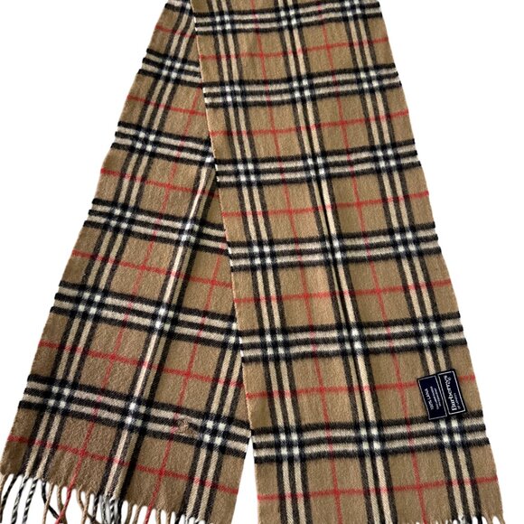 Burberry Accessories - Burberrys Classic Check Scarf Beige 100% Wool Unisex Scarf Made In England
